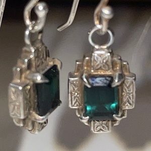 Silver and green tourmaline earrings